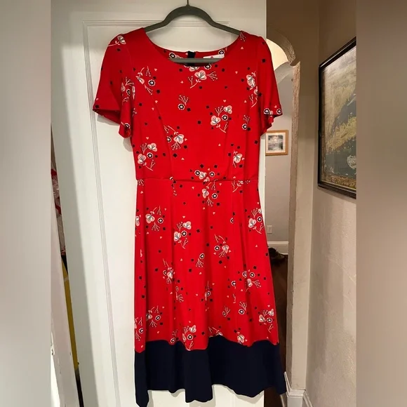 boden navy and red dress Boden Women's Navy Red Easy Notch Tunic Dress Sz 4L NWOT